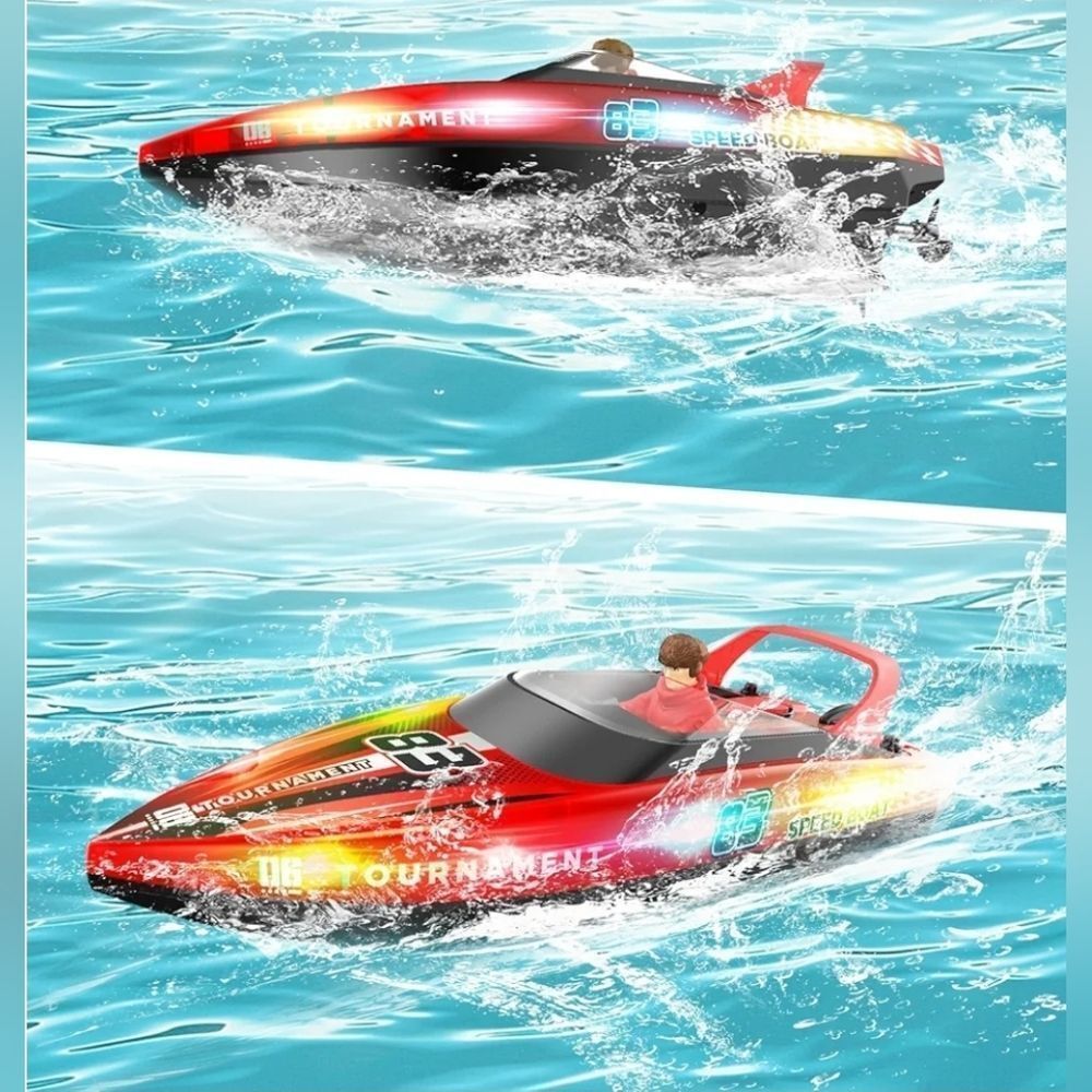 🩵NIB Red & Black Hi-Speed Racing Remote Control LED Lit Speedboat - Picture 6 of 13